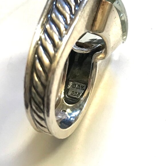 David Yurman Wheaton 925 Sterling Silver Ring Womens 6 Pave Diamonds Prasiolite - Picture 11 of 15